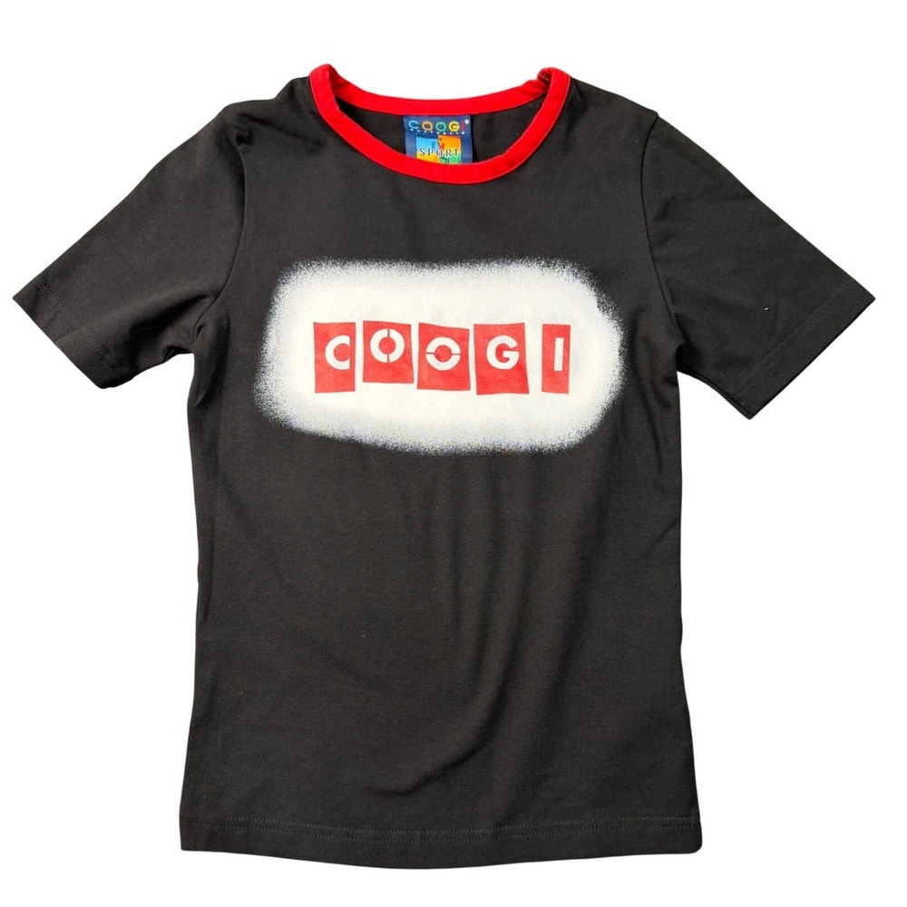 VTG Y2K COOGI AUSTRALIA Sport Black Short Sleeve T Shirt Red Trim Kids SS